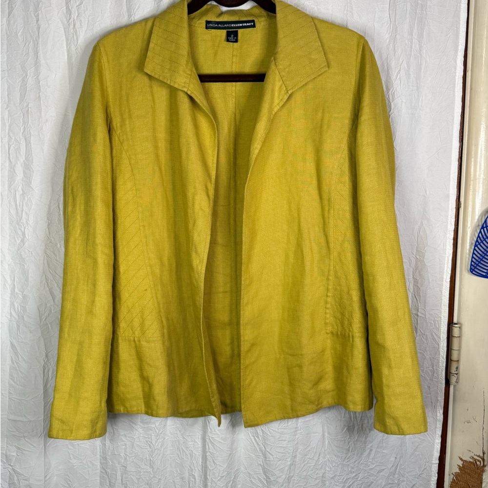 Linda Allan’s Ellen Tracy chartruese Yellow Women's LINEN Blazer